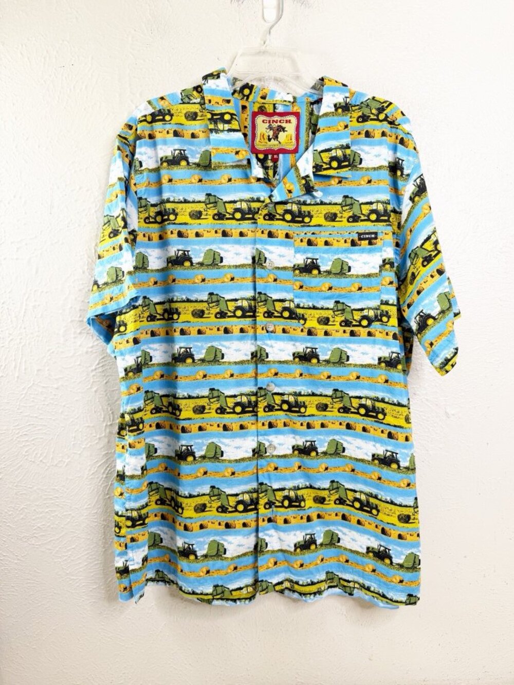 Cinch XL John Deere All Over Print Men Button Short Sleeve Shirt Modal Blend New
